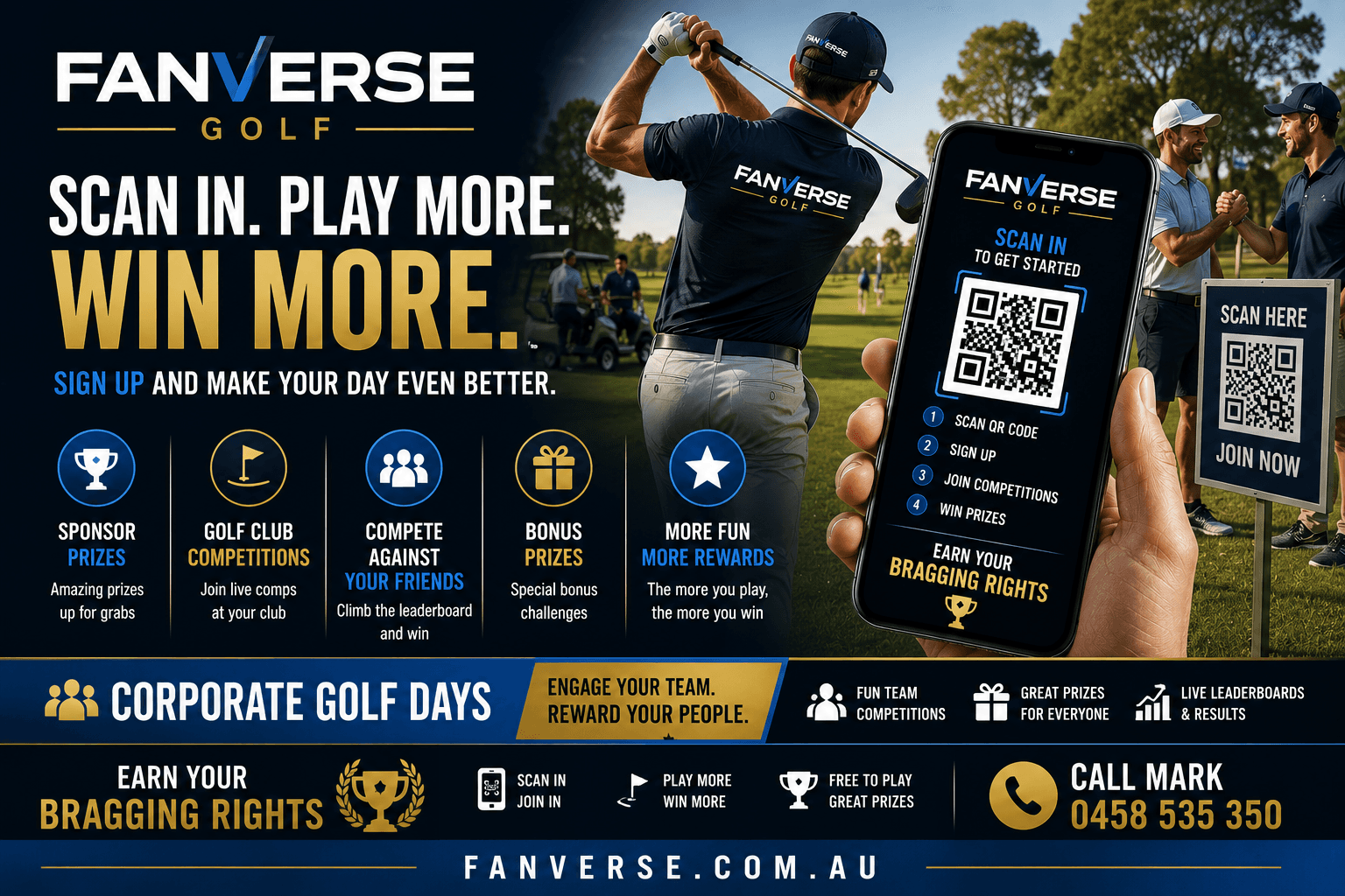 Fanverse-powered corporate golf day activation with scan-in competitions