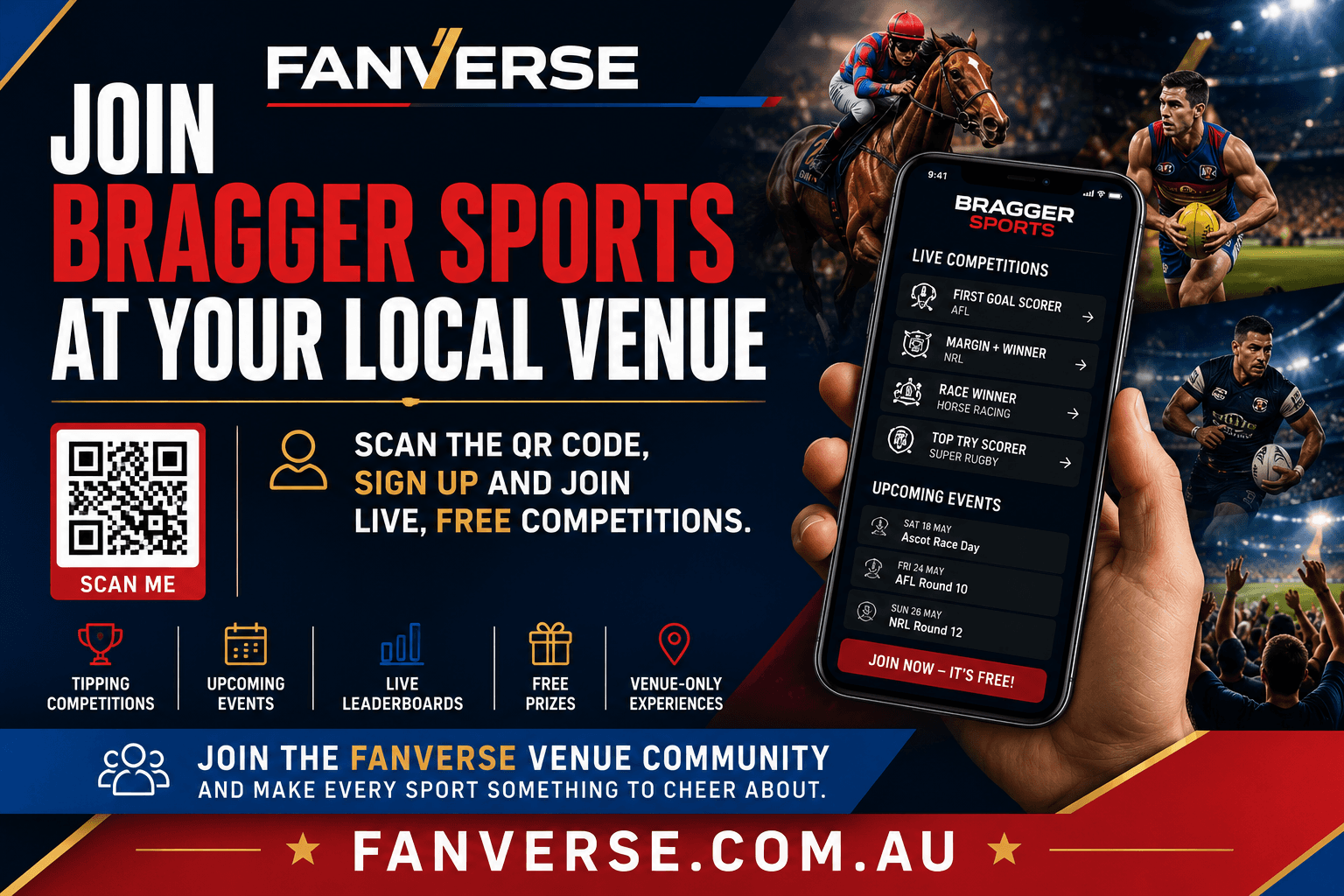 Scan the QR code at your venue to join and enter live competitions