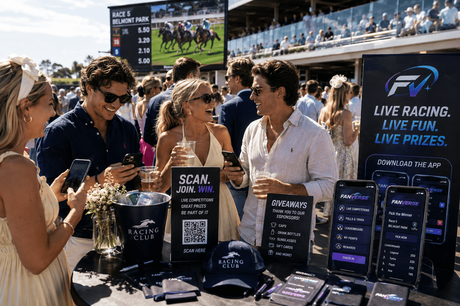Scan the QR code to check in at your venue and join live competitions
